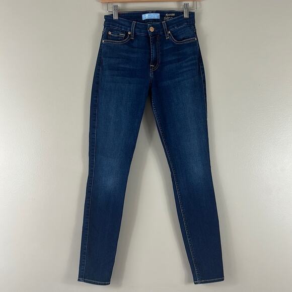 7 For All Mankind The Ankle Skinny Dark Wash Jeans - Picture 2 of 8